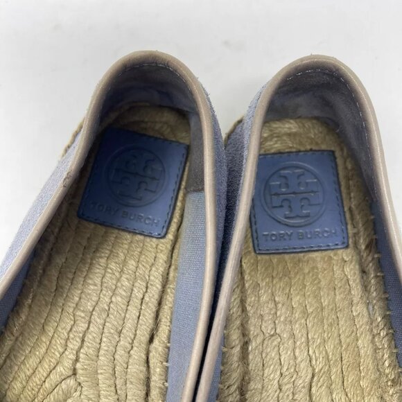 Tory Burch Blue Pashmina Kirby Flat Espadrilles Shoes Slip On Suede - Picture 4 of 10